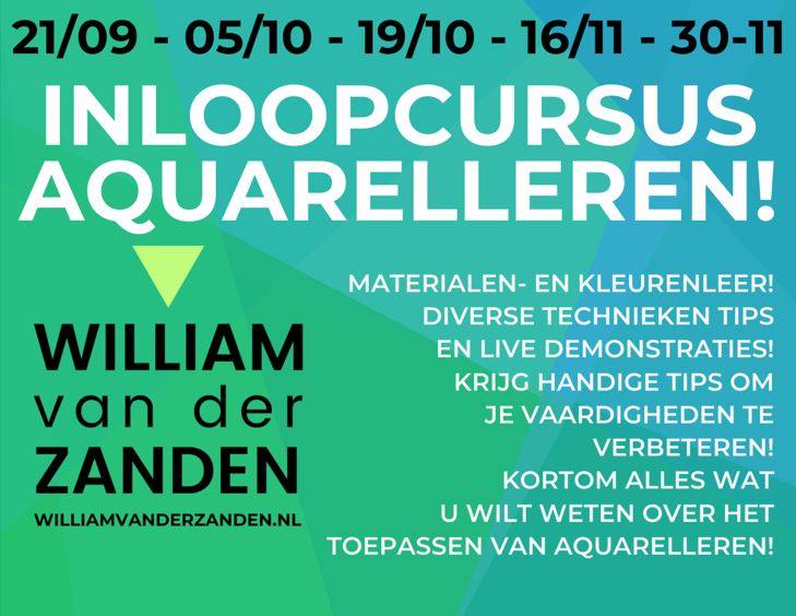 Inloopcursus Aquarelleren William van der Zanden Buurthuis Gageldonk