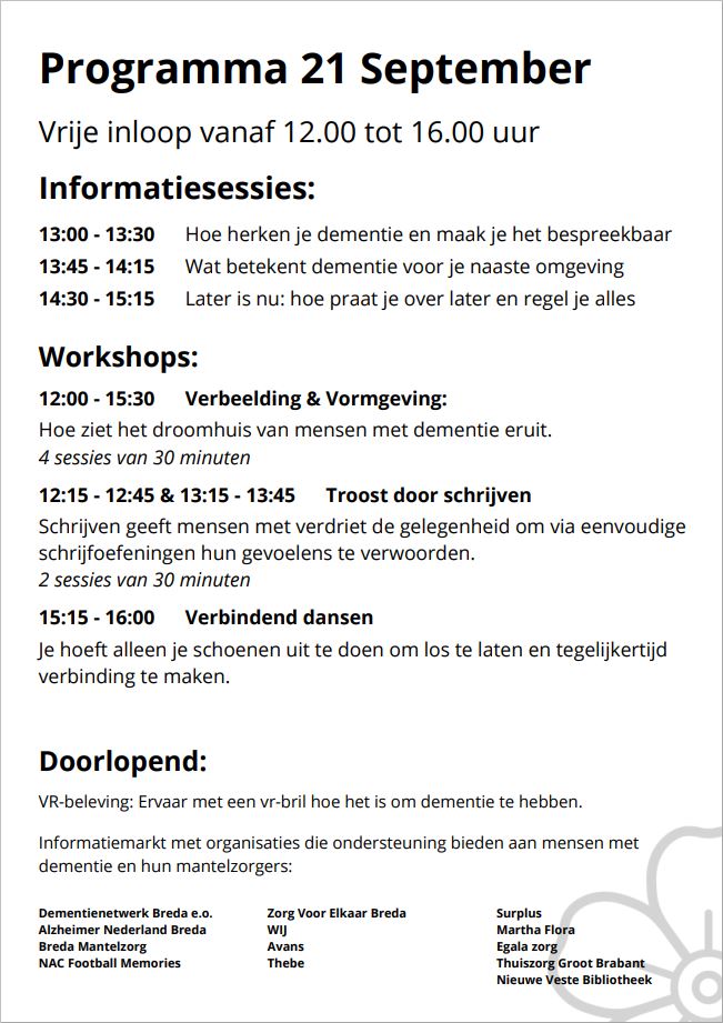 Wereld Alzheimer Dag flyer